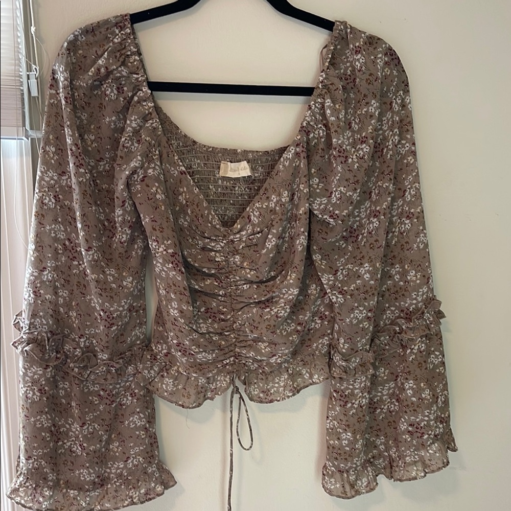Floral Brown Long Sleeve Top